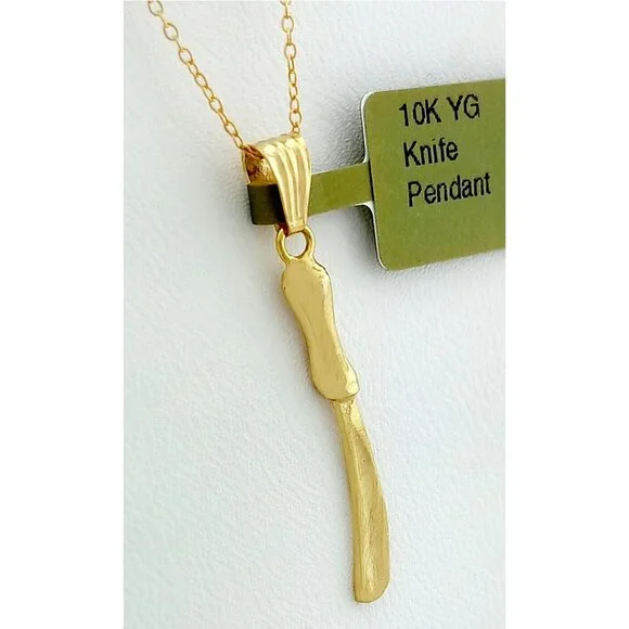 Knife Pendant Solid 10k Yellow Gold